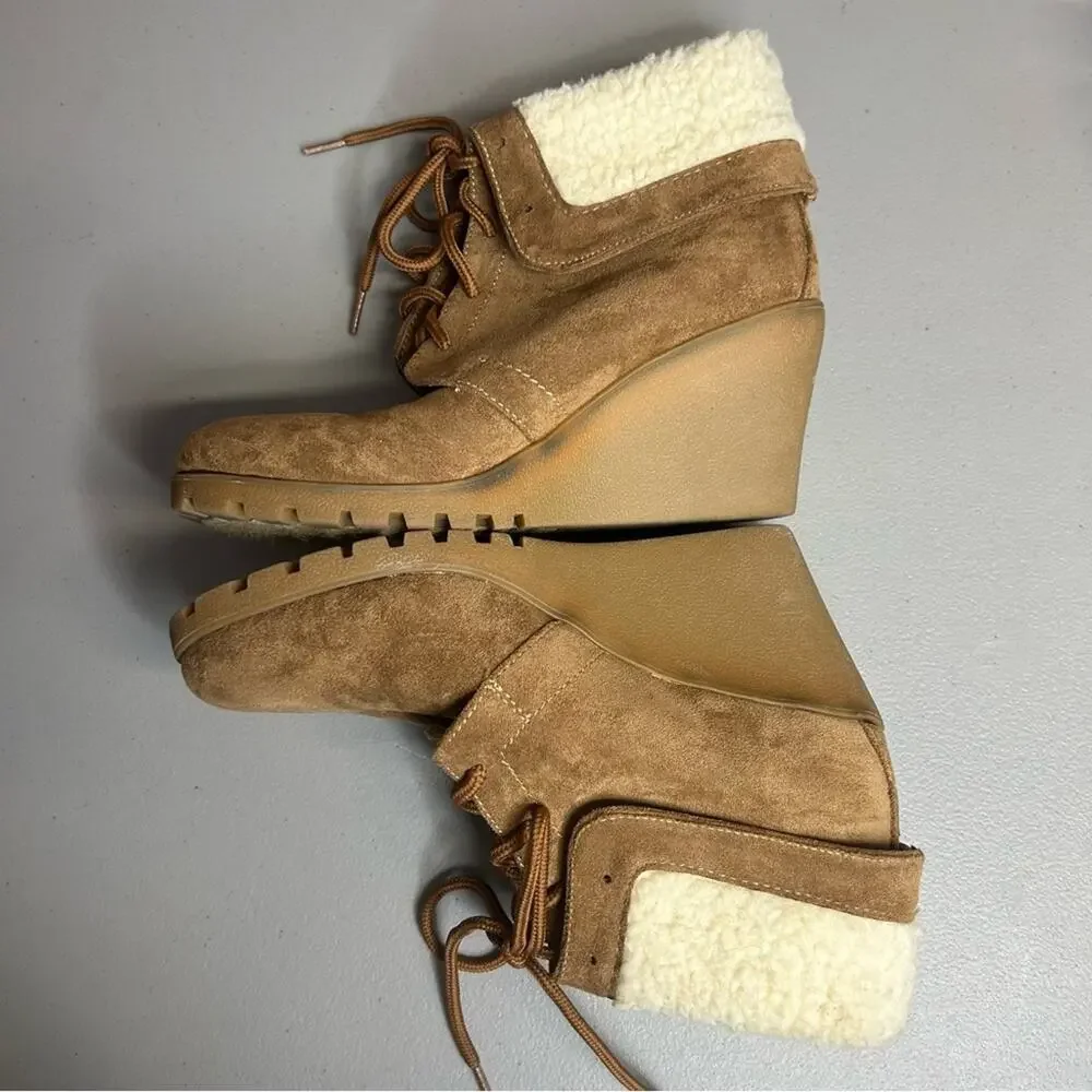 PRICE DROP Nautica New Rendon Suede Faux Fur Trim Booties Boots Size 6.5